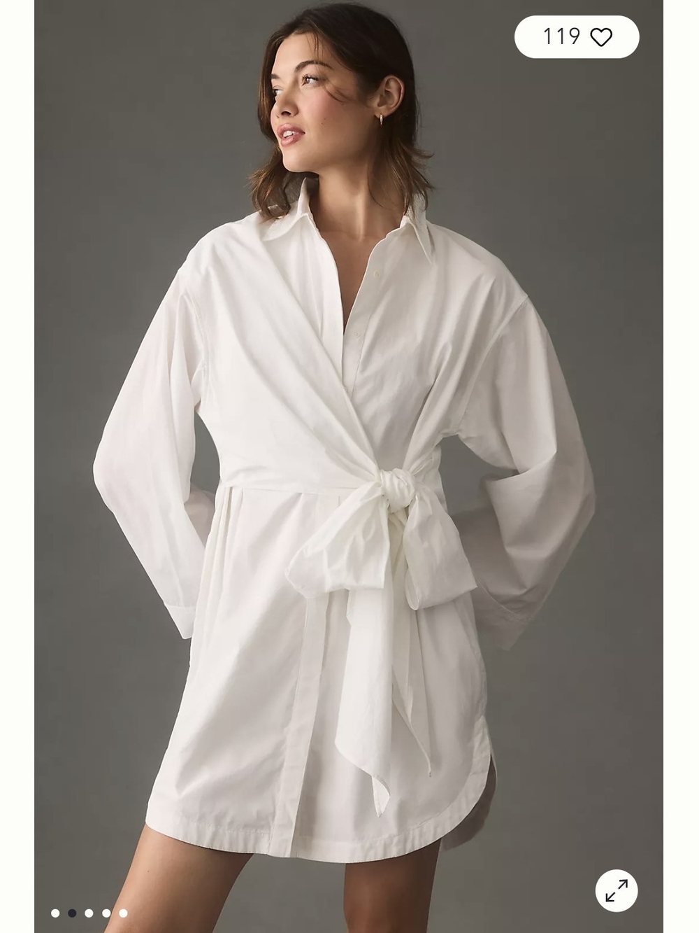 Anthropologie Maeve Tie-Waist Mini Shirt Dress M